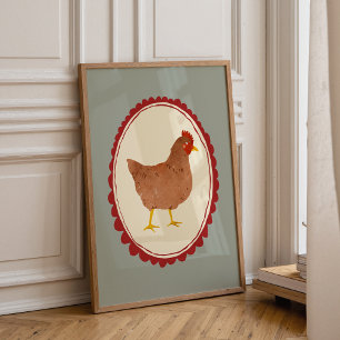 Landhaus-Huhn Rustikaler Babyzimmer-Druck Poster