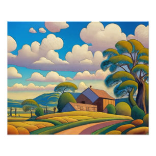 Landhaus in Golden Sunlight Fotodruck