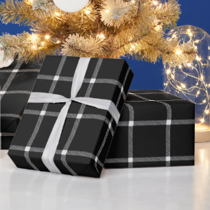 Landhaus in kariertem Weiß und Schwarz Geschenkpapier