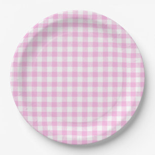 Landhaus-Küche mit rosa Karo Pappteller