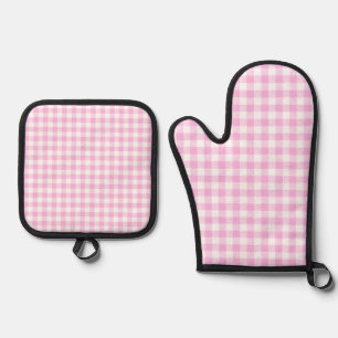 Landhaus-Küche Rosa Karo Ofenhandschuh & Topflappen-Set