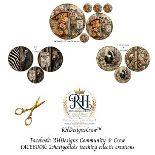 Landhaus-Kuh-Bär-Faultier-Stinktier-Dekor-Rund  Geschenkpapier Set