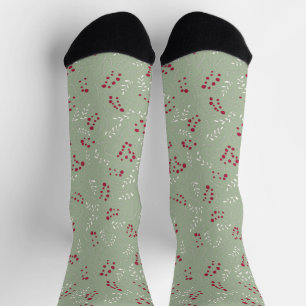 Landhaus-Lorbeergrün rustikales Blattmuster süß Socken