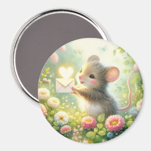 Landhaus-Maus-Liebesbrief-Wiese Magnet