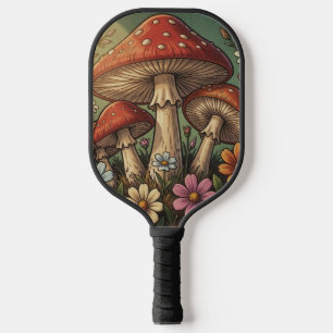 Landhaus-Pilze und Wildblumen Pickleball Schläger