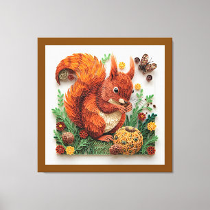 Landhaus- Quilling-Effekt Rotfuchs im Herbst Leinwanddruck