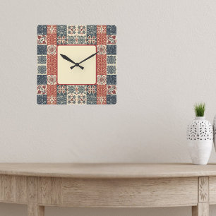 Landhaus-Quilt Quadratische Wanduhr