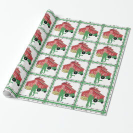 Landhaus Romantisches Paar mit Stall/Traktor Geschenkpapier