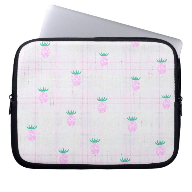 Landhaus-Rosa Ananas Laptopschutzhülle (Vorderseite)