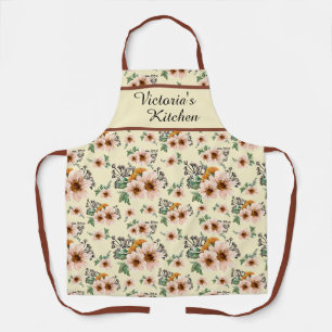 Landhaus-Rosa, Gelb, Rostfarbenes Floral Wasserfa Schürze