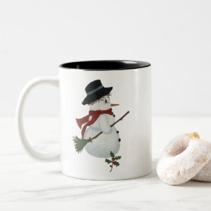 Landhaus-Schneemann-Tasse Zweifarbige Tasse