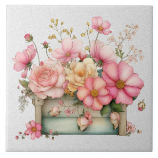 Landhaus-Sommer-Blumen-Keramikfliese Fliese
