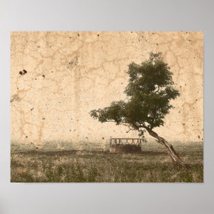 Landhaus-Stil Baum Rustikal Beige Antik Bauernhof Poster