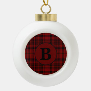 LANDHAUS-STIL ROT GINGHAM KARRIERTER PLAID KERAMIK Kugel-Ornament
