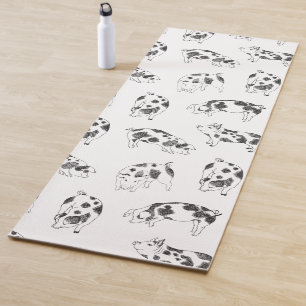 Landhaus-Stil Schwein LineArt Minimalist Muster Yogamatte