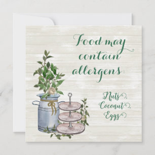 Landhaus-Tea-Food-Allergiehinweisschild Einladung