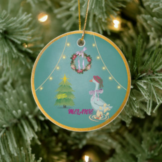 Landhaus-Weihnachtsgans-Keramik-Ornament Keramik Ornament