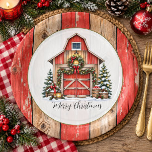 Landhaus-Weihnachtsstall-Weihnachten Pappteller