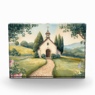 Landhausidyll-Kapellenweg-Pastell-Landschaft Fotoblock