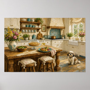 Landhausküche-Shih-Tzu-Wandbild-Druck Poster