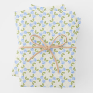 Landhausrosen in himmelblau geschenkpapier set
