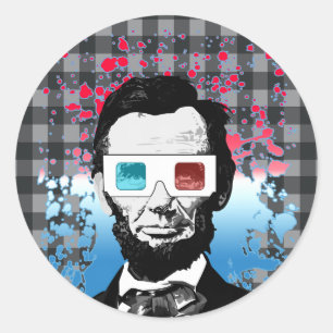 Landhausstil Abraham Lincoln 3D-Brille Rustikal Runder Aufkleber