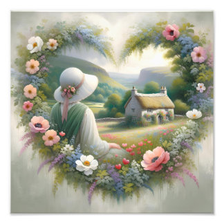 Landhausstil Blumen Herz Landschaft Landhaus Fotodruck