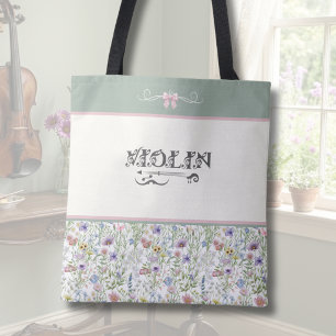 Landhausstil Blumen Violine Salbei Grün Musiker Tasche