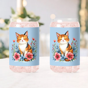 Landhausstil Blumenkatze Ruhige Feline Botanik Dosenglas