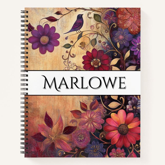 Landhausstil-Blumenmuster  Notizbuch (Vorderseite)