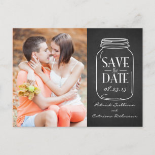 Landhausstil-Mason-Jar-Save-the-Date-Postkarte Ankündigungspostkarte