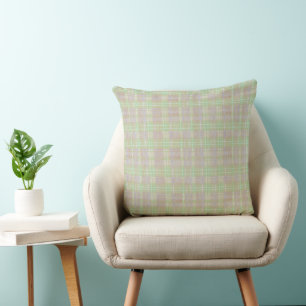Landhausstil Neutraler Salbei Karo Kissen