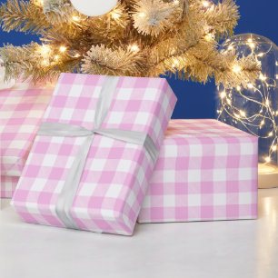 Landhausstil-Rosa-Karo Geschenkpapier