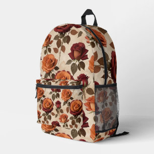 Landhausstil-Rosen in Orangetönen und Rot Bedruckter Rucksack