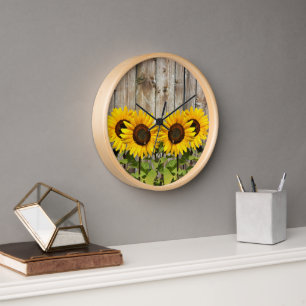 Landhausstil Sonnenblumen Wanduhr