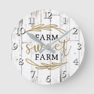 Landhausstil Weiße Holzfarm Farm Sweet Farm Runde Wanduhr