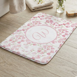 Landhausstil Wildblumen Botanische Blumen Monogram Badematte