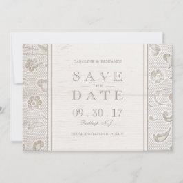 Landhochzeit aus Spitzenholz Save the Date