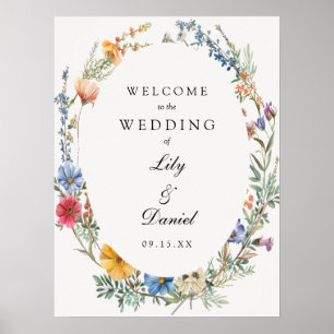 Landhochzeit Blumenkranz Hochzeitsfoto Begrüßungss Poster