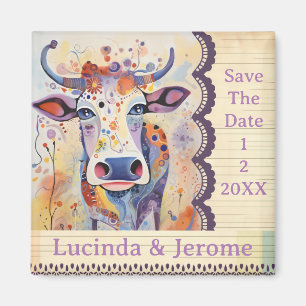 Landhochzeit Kuh Save the Date Magnet
