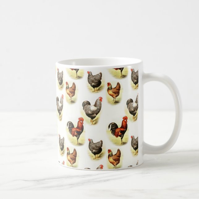 Landhühnermuster Kaffeetasse (Rechts)