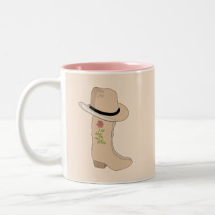 Landhut & Stiefel auf Beige Zweifarbige Tasse