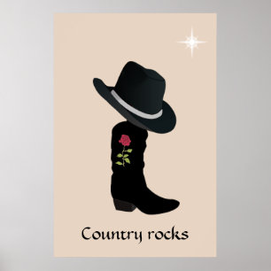 Landhut und Stiefel auf Beige Poster