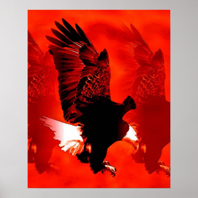 Landing Eagle Poster Print - Red Eagle Poster (Vorne)