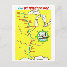 Landkarte des Mississippi Rivers Vintage-Postkarte Postkarte