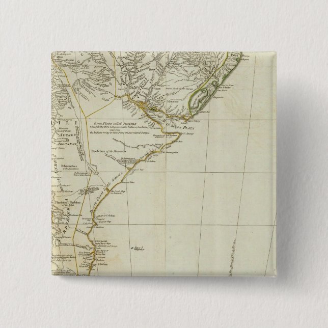Landkarte des Südamerika-Teils Button (Vorderseite)