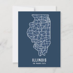Landkarte des US-Bundesstaates Illinois - die Prär Postkarte