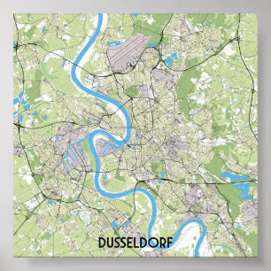 Landkarte Dusseldorf Poster