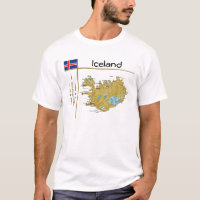 Landkarte Island + Flagge + T - Shirt