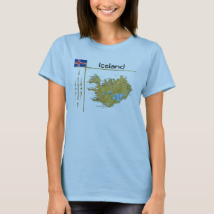 Landkarte Island + Flagge + T - Shirt